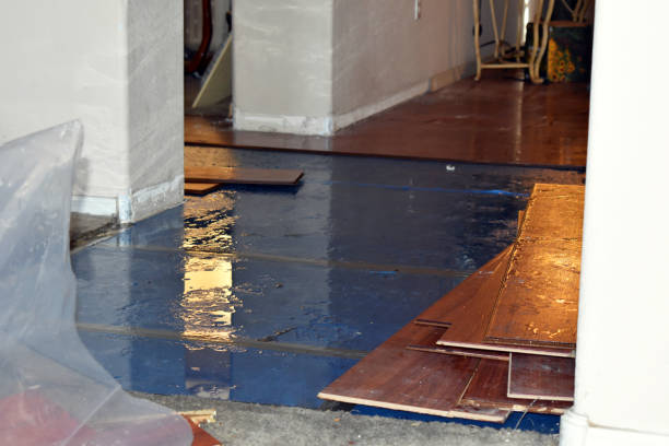 Professional Water Damage Restoration technician working in Leslie, MI